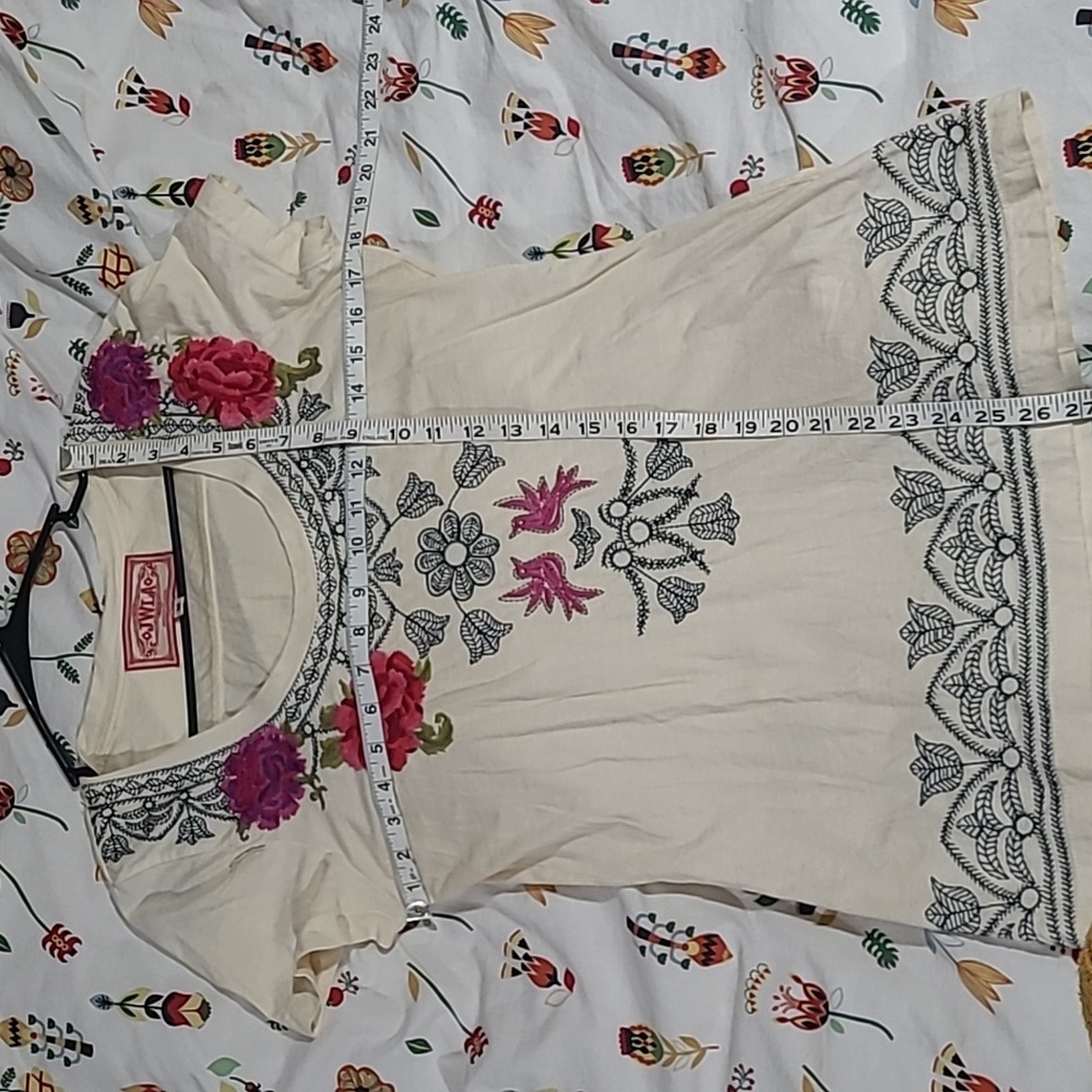 Johnny Was JWLA embroidered tee shirt tshirt M - Picture 5 of 10